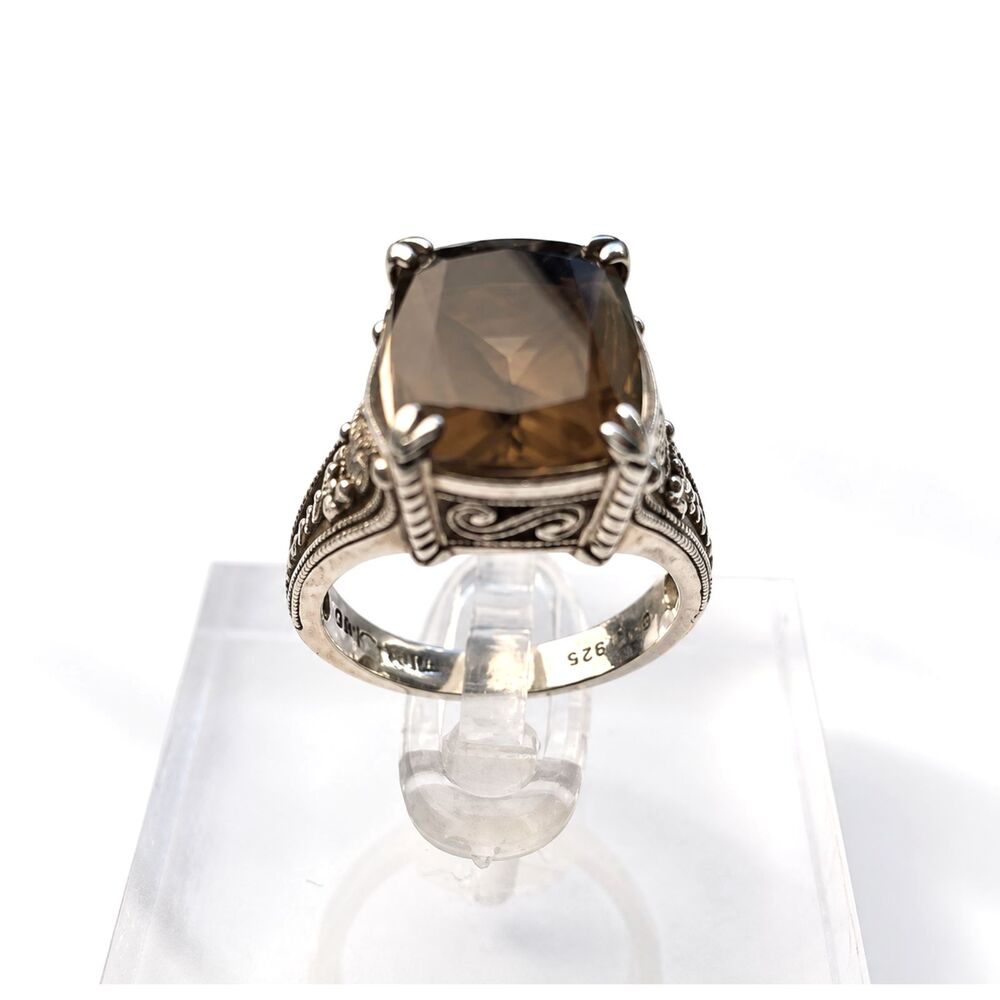 Vintage Sterling Silver 925 CNA Thailand Smoky Quartz Ring Size 6